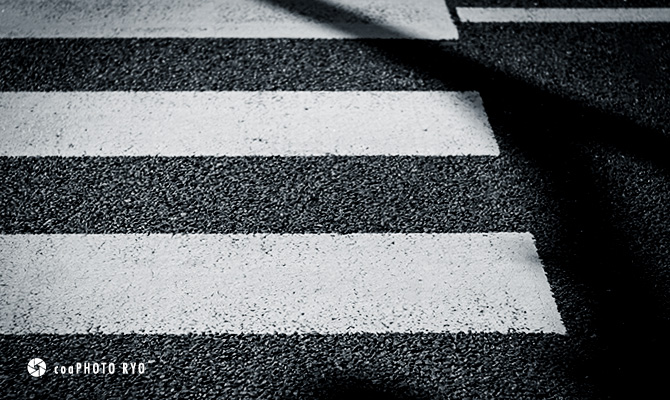 アスファルに映る光と影